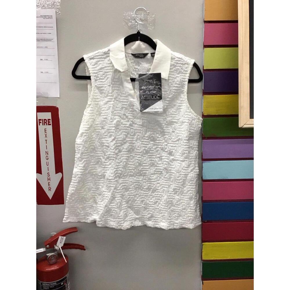 Attitudes by Renee textured knit sleeveless tank small white